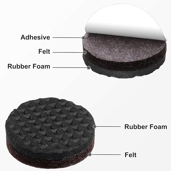Yelanon Non Slip Furniture Pads – 8pcs 3" Rubber Furniture Pads (4 Round + 4 Square), Anti Slip Furniture Grippers for Hardwood Floors, Floor Protectors to Prevent Sliding & Scratches