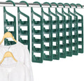 15 Pack Space Saving Hanger Holders, Sturdy Plastic Clothes Hangers, Multiple Shirt Hanger, Vertical Closet Hangers with 5 Holes for College Dorm Room, Closet Organizers and Storage(Green)