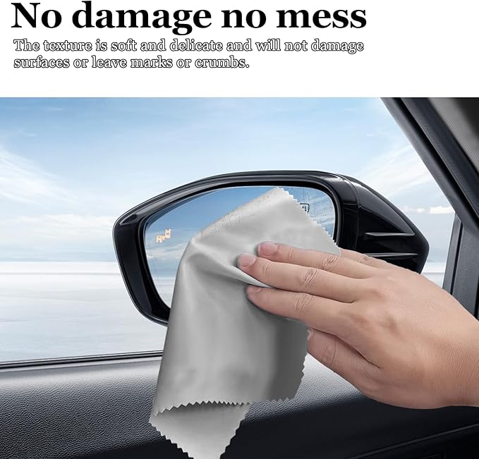 10PCS Suede Microfiber Cloths, 8"×8" Suede Cloth Cleaning Rags, Double-Sided Cleaning Cloths for Car LCD Display, Screens, Glasses, Lenses, Mirrors, Windows, Delicate Surfaces (Gray)