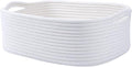 Woven Cotton Rope Storage Basket, Cube Changing Table Organizer for Closet Towels, Baby Nursery Bin, Small Dog Cat Toy Box, Gift Baskets empty (White)