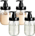 Amolliar Plastic Mason Jar Soap Dispenser with Pump Lid,16OZ Refillable BPA-Free Hand Soap Dispenser Set with Cute Lables - Farmhouse Decor for Kitchen/Bathroom,Liquid Soap,Dish Soap, Lotion (4 Pack)