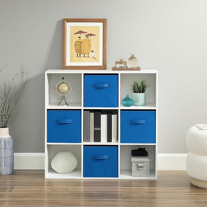 PowerKing Collapsible Storage Cubes with Handles, Fabric Foldable Bins for Closet Shelves, Durable Organization Storage Bins, 10.5'' x 11'' x 10.5'' (2Pack, Royal Blue)