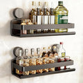 Spice Rack wall mounted 2 Pack,Suction Cups Spice Organizer for Cabinet,Large Capacity Metal Spice Shelf for Kitchen Cabinet, Pantry Doors, Bathroom, Shower, Home Decor (15.7 inch)