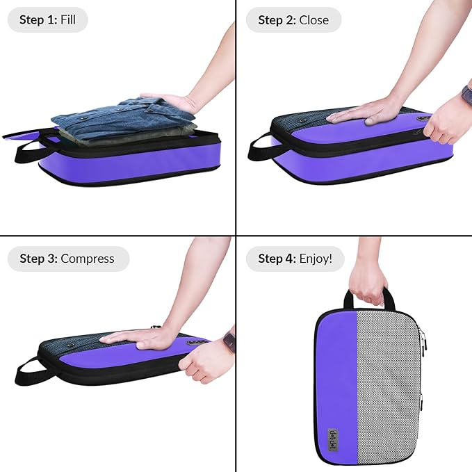 Dot&Dot 5 Pcs Large Compression Packing Cubes for Travel - Carry on Suitcase Organizer Bags for Luggage