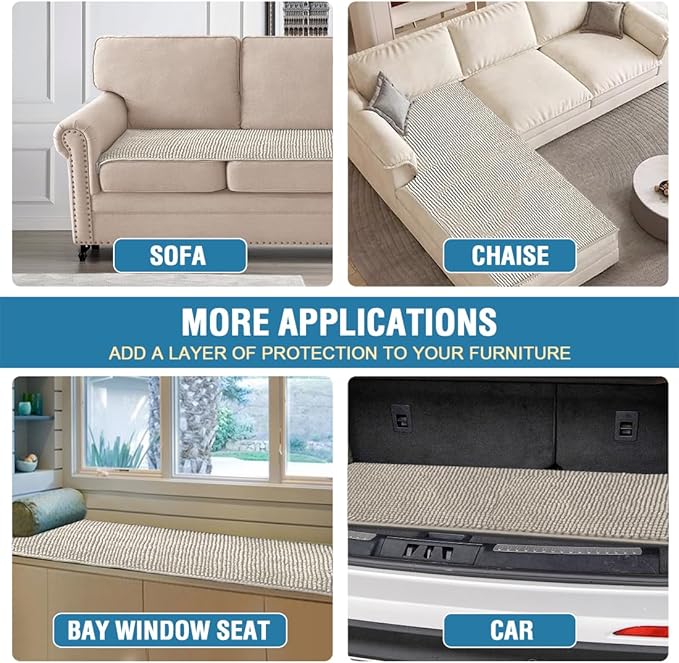 H.VERSAILTEX Plush Chenille Couch Cover for 3 Cushion Couch Anti Slip Washable Sofa Slipcovers Soft and Durable Furniture Protector for Dogs Cats Kids (27.5" x 82", Oatmeal)