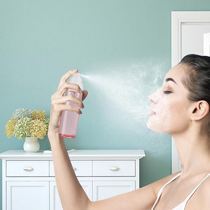 Fine Mist Spray Bottle Plastic Spray Bottles 3.4oz/100ml 4Pack Makeup Setting Spray Bottle TSA Approved Empty Cosmetic Refillable Travel Bottle Containers Sprayer for Water,Perfume（Mixed-Color）