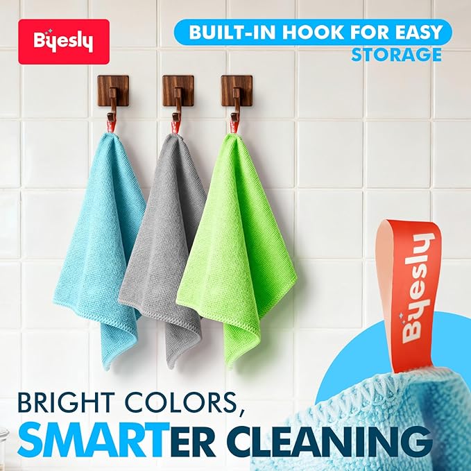 12-Pack Microfiber Cleaning Cloth, 11.5x11.5 Microfiber Towels for Cars, Dishes & House, for Detailers, Chefs & Efficient Home | Scratch-Free, Lint-Free, Ultra Absorbent(Blue/Green/Grey)