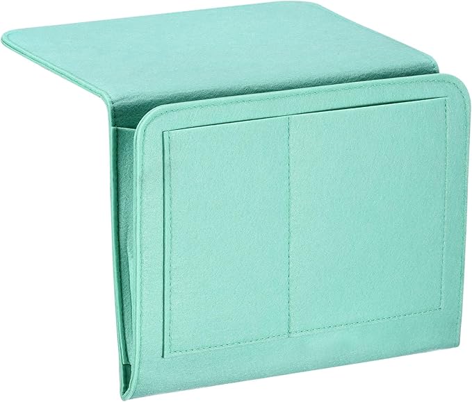 PATIKIL 11in Bedside Caddy, Bed Caddy Bedside Organizer Hanging 5 Pocket Soft Felt Bed Pockets Bedside Storage Organizer Remote Control Holder for Bedroom Phones Glasses, Green