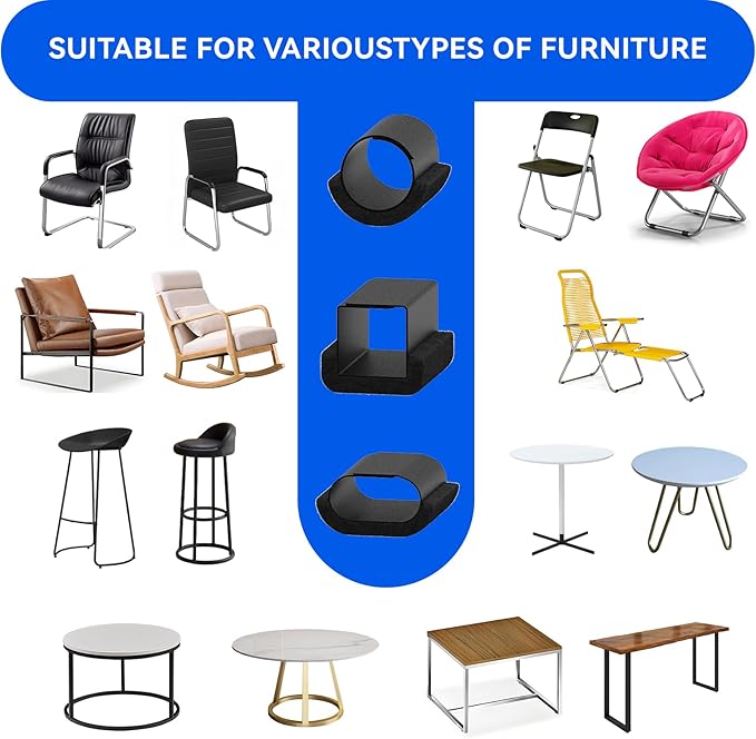 Sled Base Chair Floor Protectors Sled Base Chair Glides Wrap Around Floor Savers,Chair Leg Protectors Furniture Pads,Protect Floors Anti-Scratch Reduce Noise Easy Install (24pcs, Black Felt Pads)