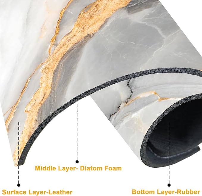 2 Pack Marble Texture Sink Splash Guard Faucet Mat Liquid Gold Marble Texture Super Absorbent Fast Drying Mat Sink Gadgets-Splash Guard Behind Faucet Drip Catcher for Kitchen Bathroom, 15.5"x5.5"