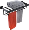 KOKOSIRI Black Towel Rack 20'' Bathroom Towel Shelf with Double Towel Bars SUS304 Matte Black Stainless Steel Wall Mounted, B6003BK-L20