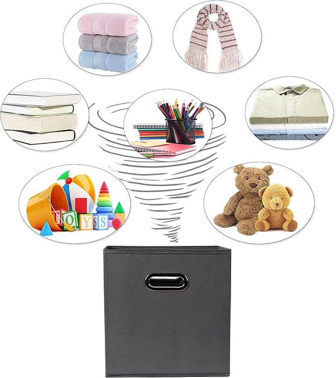 Fabric Cloth Storage Bins,Fabric Cube Organizer with Dual Handles Foldable Cube Storage Baskets for Home Bedroom Storage,Set of 12,(Gray)