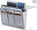 Zafit Bedside Caddy, 6 Pockets Large Size Bedside Storage Organizer Bedside Organizer Caddy for Magazine Remotes Phone (13.4'' x 18.1'', Light Grey)