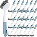Patelai 48 Pack Kitchen Scrub Dish Brush with Long Handle Dish Scrubber with Stiff Bristles Scrub Brushes for Kitchen Dishes Washing Tools, Pots, Pans and Sink Cleaning (Celadon)