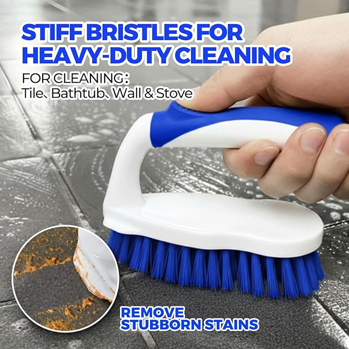 Scrub Brush - 6 Pack, Scrub Brushes for Cleaning, Heavy-Duty Scrub Brush, Stiff Bristles Cleaning Brush, for Kitchen, Bathtub, Floor and Wall Surfaces, Blue