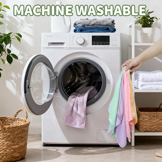 25Pcs Microfiber Cleaning Cloths, Microfiber Towels Bulk for Cars & Home,Reusable and Washable Cleaning Rags 5 Colors Assorted,11.8"X11.8"