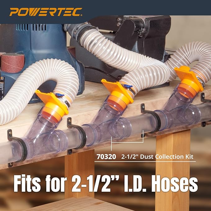 POWERTEC Clear PVC Pipe 2-1/2" x 36" Long, 4PK Rigid Plastic Tubing, Round Tube Compatible w/Dust Collection Fitting, for Woodworking Tool, Dust Collection System, Toy Cars and Bird Feeder (70176-P4)