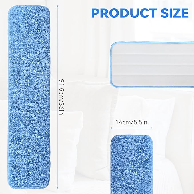 36" Microfiber Pad for Rubbermaid Commercial 36 Inch Mop Head - 8 Pack Replacement Wet & Dry Commercial Reusable Cleaning Mop Refills Fit for Any Microfiber Flat Mop System 36"