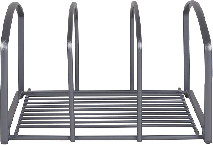 Deco Brothers Cookware Organizer Rack for Kitchen Cabinet, 3 Slot Holder, Silver