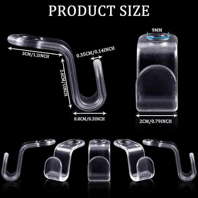 Jetec 48 Pieces Clear Clothes Hanger Connector Hooks Hanger Extender Clips Cascading Connection Hooks Outfit Holders for Clothes Closet (Clear)