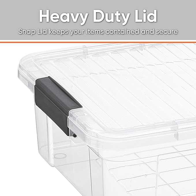 Superio Clear Storage Boxes with Lids, 13.7 Qt Plastic Container Bins for Organizing, Stackable Crates, BPA Free, Non Toxic, Odor Free, Organizers for Home, Office and Dorm, 5 Pack