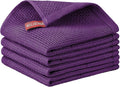 Nialnant 100% Cotton Dish Cloths for Washing Dishes, 4 Pack Waffle Weave Dish Towels,Super Soft Absorbent Cleaning Rags-Purple,12x12 Inch