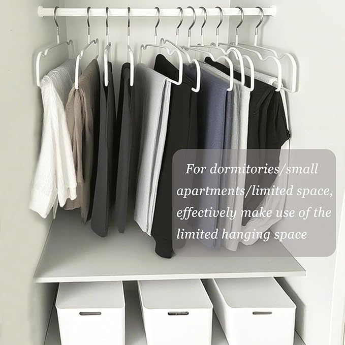 Non-Slip Rubber Pants Hangers,20 Pack Slim Thin Space-Saving Trouser Hanger,Rust-Free Closet Clothes Organizer for Slacks Scarf Ties,13inch