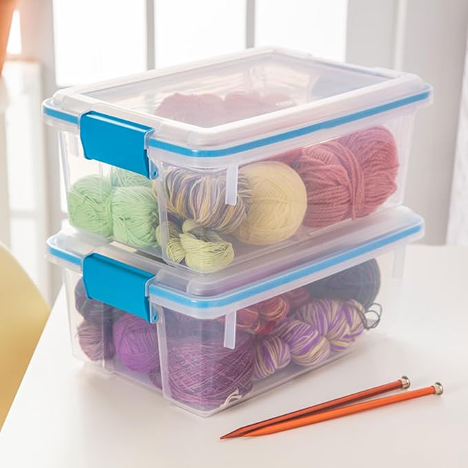 Sterilite 24-Pack Gasket Box, Weather-Resistant Storage Bins with Latching Lids, 12 Quart - Heavy-Duty Organizing Containers for Closet, Bathroom, and Office