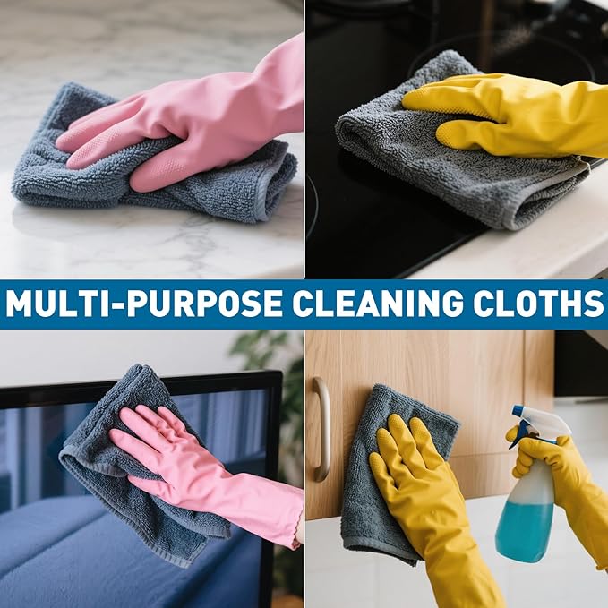Gray Microfiber Cleaning Cloths Bulk Pack-50 Pack, Microfiber Towels Bulk, Towels for Cars, Cleaning Rags Gray (12x12 inches)