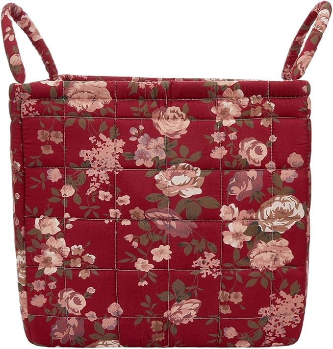 Boho Fabric Storage Basket, Large Capacity Laundry Basket, 12.2'' x 10.23'' x 10.23'' Collapsible Laundry Hamper with Easy Carry Handles (A Multi-Color 3, L)
