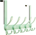Dseap Over Door Hook 2.0 - Upgraded Version - Simple-Assembly, Strong, Heavy-Duty Stainless Steel 5-Tri-Hook Over The Door Hanger Rack, SimpleStrong Series, Green