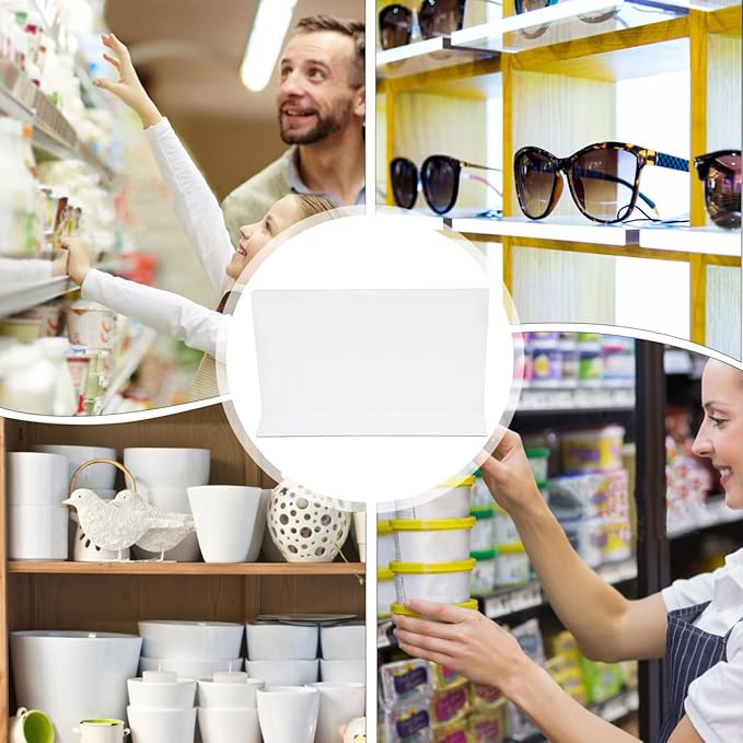 Yardwe 10Pcs Clear Plastic Shelf Dividers - 7.8Inch L-Shaped Store Goods Separators for Shelves Supermarket Commodity Classification Organizer for Home Kitchen and Retail