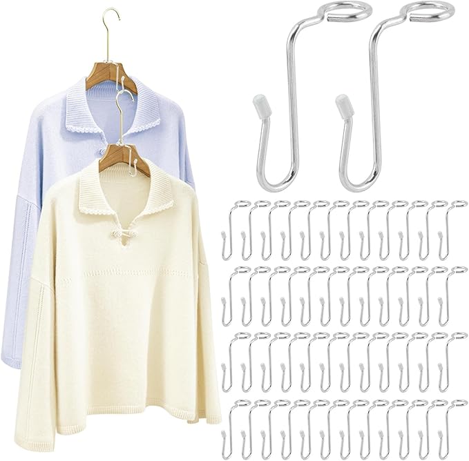 50pcs Hanger Connector Hooks, Clothes Hanger Organizer Space Saving Hanger Extender Hooks, Stacking Hanger Hooks Connection Hook, Closet Organizers and Storage Utility Hooks