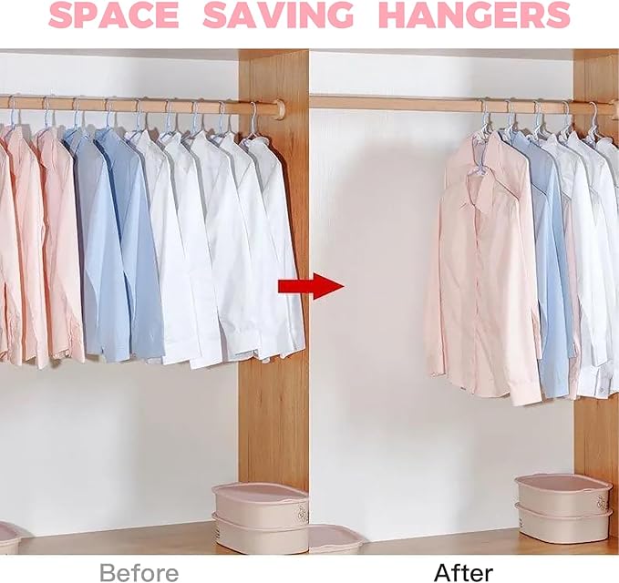 50 PCS Hanger Connector Hooks, Space Saving Hangers, Closet Hanging Organizer for College Dorm Room Essentials, Thickening Upgrade (Pink-50 Pcs)