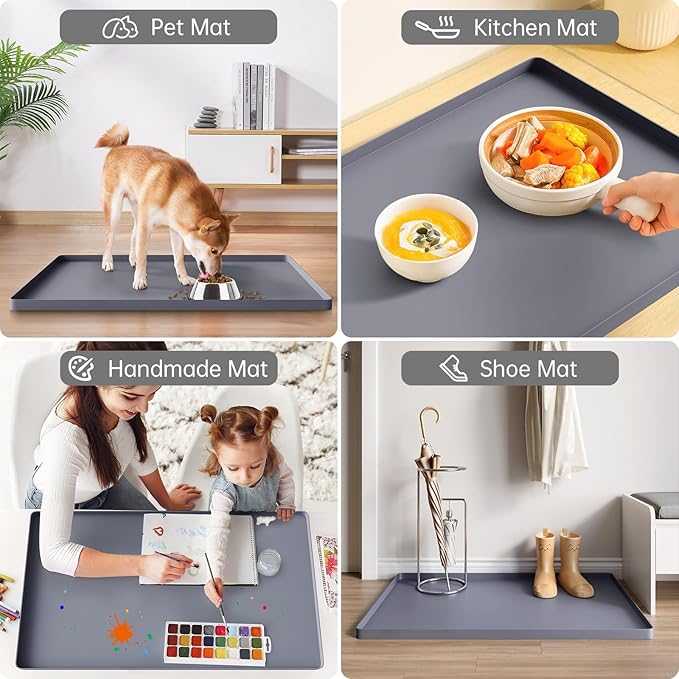 FLATO Waterproof Under Sink Mat 31" x 19" Shelf Liner for Kitchen and Bathroom, Cabinet Protector, Organizers and Storage, Flexible Silicone Drip Tray