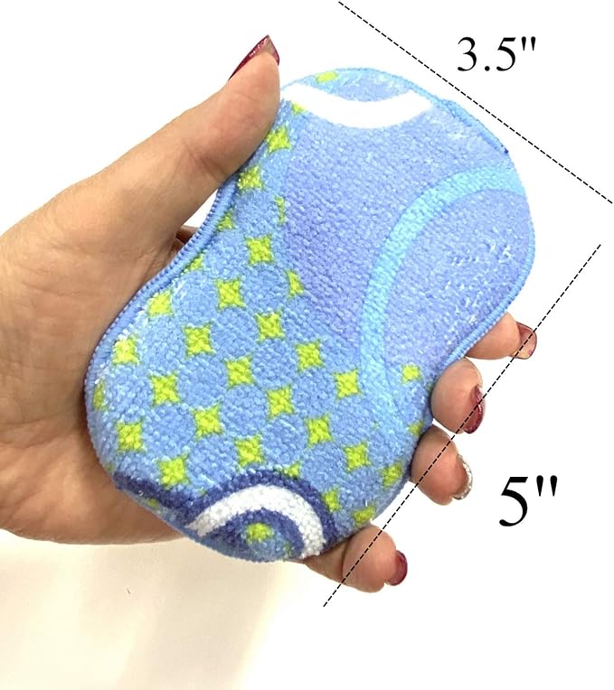 Microfiber Double Sided Scrub & Wipe Sponge Pad for Kitchen & Bath - Safe on Dishes, Sink & Non-Stick Cookware - Reusable Machine Washable Durable & Long Lasting (6pc)
