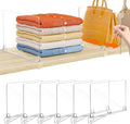 Fixwal 6 PCS Detachable Acrylic Shelf Dividers for Closet Organization Clear Shelf Divider for Closet Organizers and Vertical Purse Organizer for Closet, Bedroom, Kitchen, Office, Cabinets, Bathroom