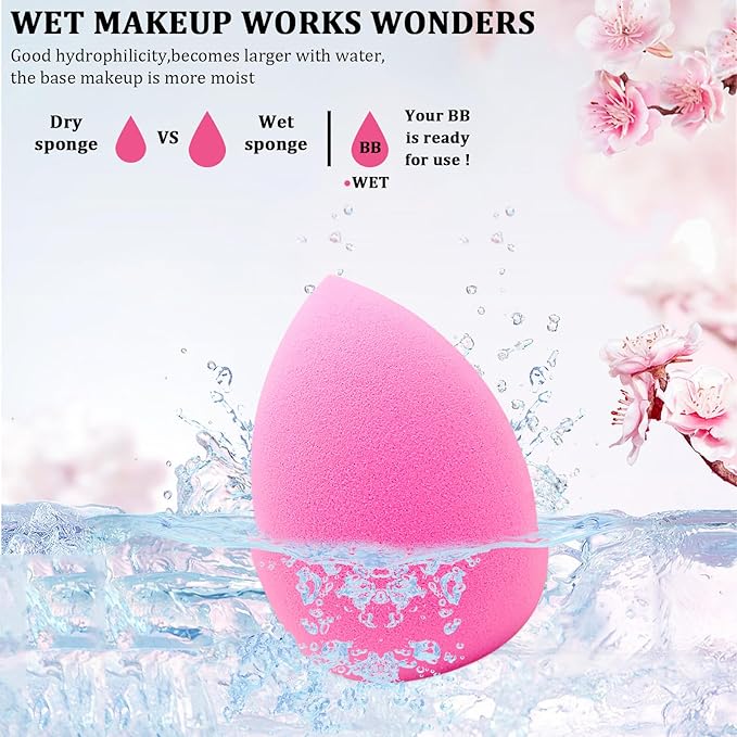 12 Pieces Professional Makeup Sponge Set,Latex Free Flawless Soft Setting Face Puffs,Beauty Sponge Blender Cosmetic Applicator for Powder,Liquid,Facial Makeup Tools