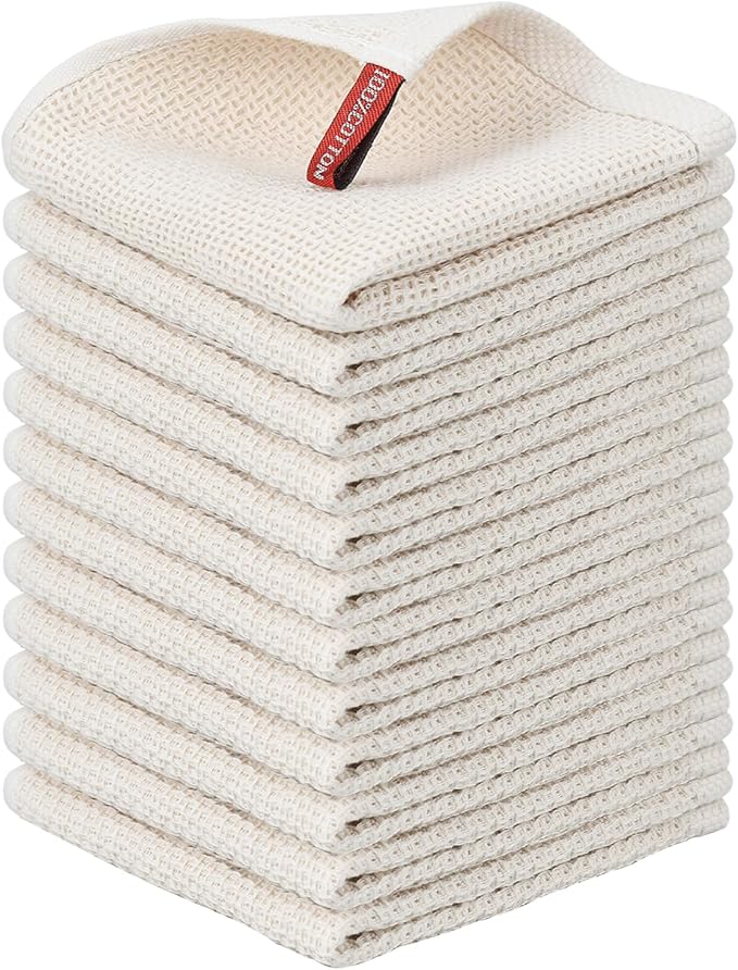 Niallant 12 Pack Cotton Kitchen Towels, Soft & Absorbent Dish Rags, 12x12 Inch