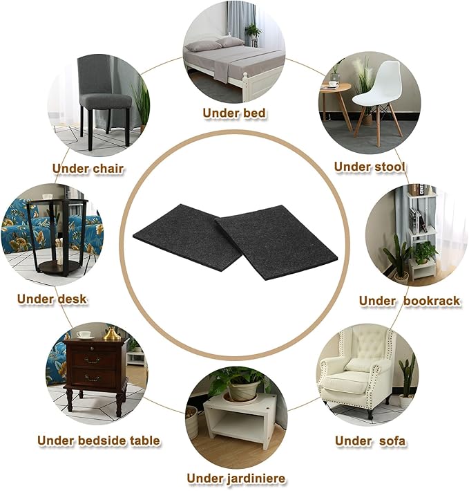 uxcell Felt Furniture Pads, 2Pcs 5.91" x 3.94" Adhesive Backed Felt Non-Slip Anti-Scratch Chair Leg Protectors for Protecting Hardwood Floor, Black