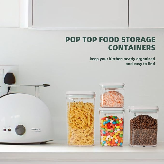 Airtight Food Storage Containers with Lids, BPA Free Cereal Container for Kitchen Pantry Organization, Stackable Clear Plastic Canisters for Flour Sugar Baking Supplies (0.5Qt + 1.5Qt)