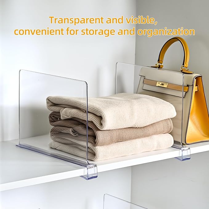 Shelf Dividers，Vertical Purse Organizer for Closet，Thickened and Sturdy Shelf Organizer for Sweater, Shirts, Handbags,8" Tall x 11" (8 Pcs)