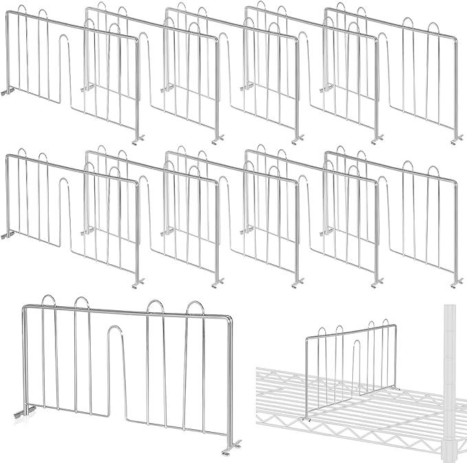 10 Pcs 18" W x 9" H Shelf Dividers for Wire Shelves, Vertical Wire Shelf Dividers for Storage Item Separation and Organization, Rack Shelving Accessories Bulk
