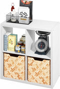Furinno HERMITE Kitchen Island, 4-Cube Coffee Bar, Extra Thick Kitchen Storage, Bakers Rack, for Pantry Organizers and Storage, Kitchen Organization, White