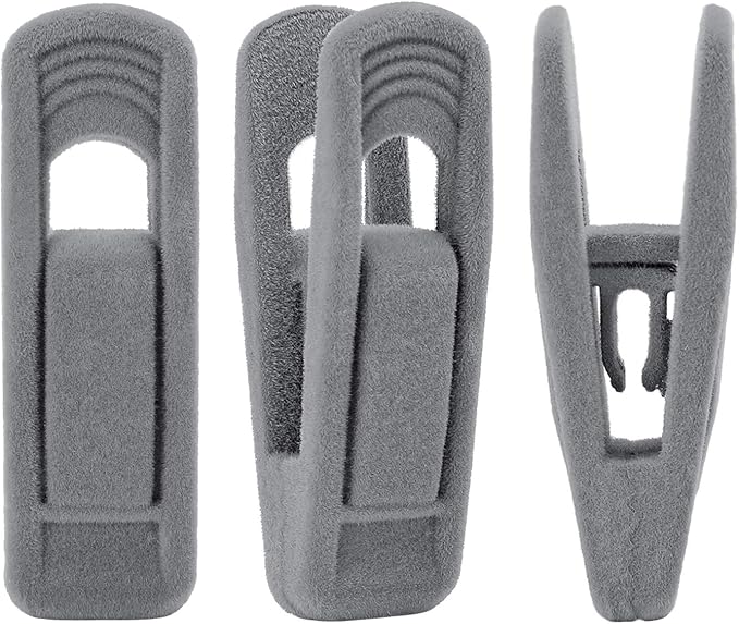 Trgowaul Velvet Hangers Clips, Pants Hangers Velvet Clips, Strong Finger Clips Perfect for Thin Velvet Hangers (20pc, Grey)