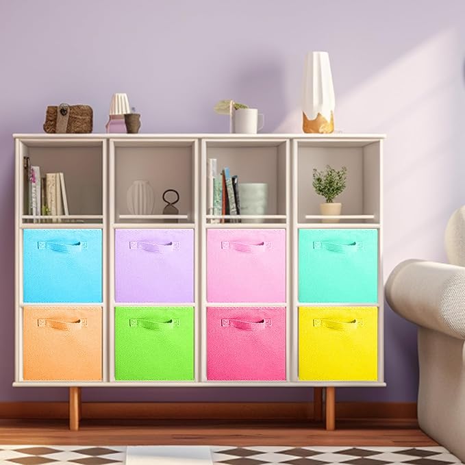 ShellKingdom Storage Bins, Foldable Fabric Storage Cubes And Cloth Storage Organizer Drawer For Closet And Toys Storage, 8 Pack (8 Colors)