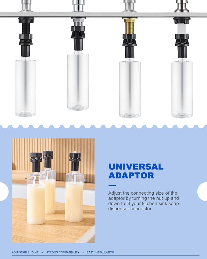 Updated Soap Dispenser Bottle for Kitchen Sink Replacement - 500ML/17oz Soap Bottle - A Replacement for Your Soap Dispenser, Please Confirm the Adapter Maximum Connection Size Before