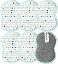 Sponge Set in Dot Blue, 6 Pack Super Absorbent Washable Reusable Cleaning Sponges Made from Recycled Materials, Durable Eco Friendly Kitchen Sponges