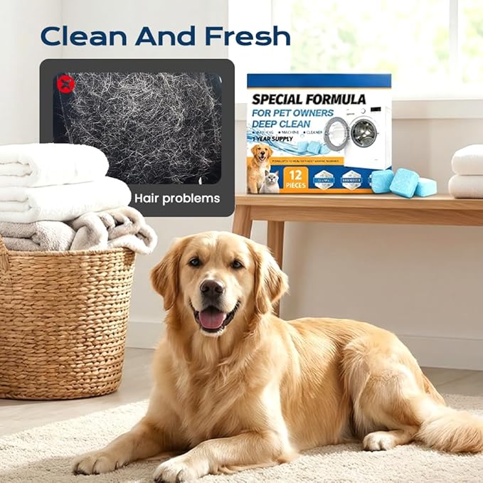 Washing Machine Cleaner Tablets, 2026 Upgrade 12/24/36-Pack (12 Month Supply) for HE/Top/Front Load Washers - Removes Stubborn Pet Hair, Odors, Mold & Residue, Septic Safe & Fragrance Free (24 PACK)