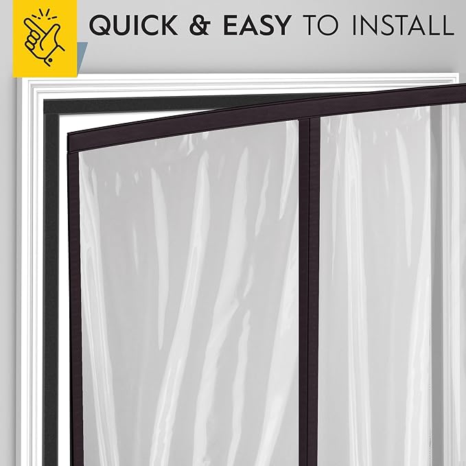 AUGO Magnetic Thermal Insulated Door Curtain - Transparent EVA Door Cover for Winter- Keeps Warm Air in and Cold Air Out - Home Winterizing Products - Patent Pending Keep Open Feature - 38 x 83 Inch